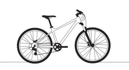 Fototapeta premium Simple Line Art Mountain Bike Illustration: Clean, Minimalist Design, Sporty Vibe