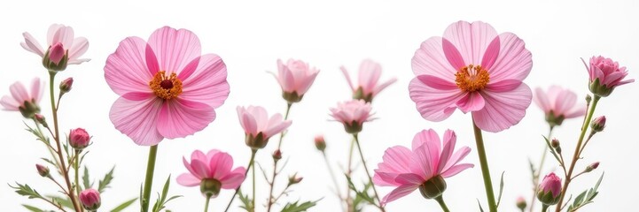 Delicate pink ranunculus and matthiola bouquet, isolated on white , soft, romantic flowers