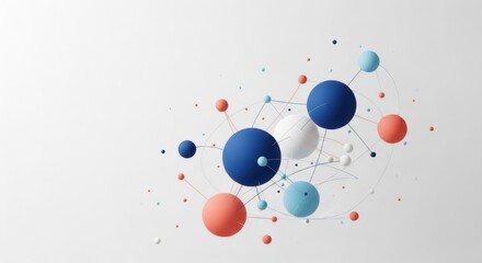 Abstract network of spheres and particles in motion