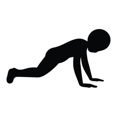 Silhouette of a person doing a pushup on a white background, exercising