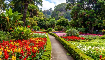 Lush garden path with vibrant flowers