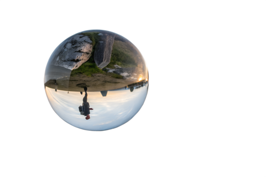 Sphere Reflection A Runner at Sunset, Capturing a 360-Degree Panorama