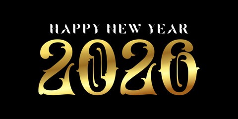 Happy new year 2026 text design for brochure design template card banner vector illustration.