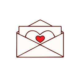 A vector illustration of a blank paper envelope with a red heart, symbolizing a Valentine's Day love letter