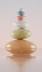 marble stone pebbles stacked on top of each other, neutral background