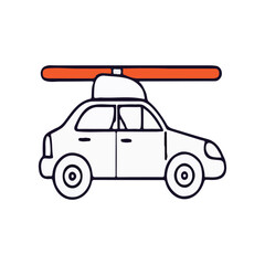 Vector illustration of a taxi and a police car on the road