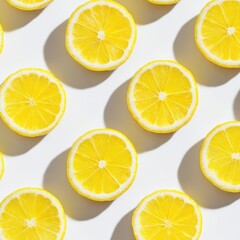 Obraz premium Vibrant Yellow Lemon Slices Patterned with Soft Shadows