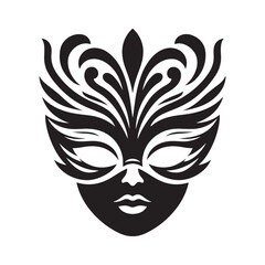 Mardi Gras mask vector silhouette outline logo design concept illustration
