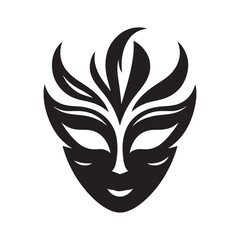 Mardi Gras mask vector silhouette outline logo design concept illustration