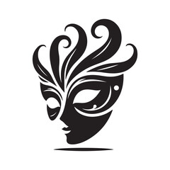 Mardi Gras mask vector silhouette outline logo design concept illustration