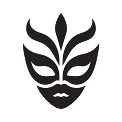 Mardi Gras mask vector silhouette outline logo design concept illustration