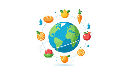 Celebrate World Food Day A Colorful Earth Surrounded by Nutritious Food for Global Health