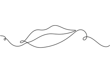 Fototapeta premium Beauty lips continuous one line drawing minimalist female kiss vector illustration