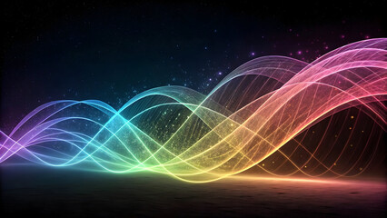 Abstract Rainbow Light Waves Flowing Across Dark Starry full hd 4k stock image download Background streak