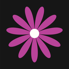 Bright purple bloom rendered in a clean, minimal style. A stylized daisy that radiates vivid charm and creative expression...