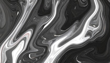 Obraz premium Abstract black, white, and gray marbled liquid background with intricate swirling patterns, an elegant and dynamic texture for graphic design, art, product packaging, wallpapers, and creative projects