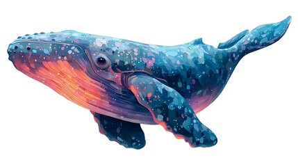 pop art style whale color background