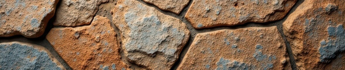 Close-up of rough, aged stone surface with deep crevices and varied tones , vintage, backdrop, natural