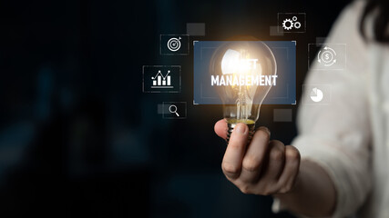 Asset management system showing investment planning, financial goal tracking, ROI analysis, and performance monitoring for efficient resource utilization Latch