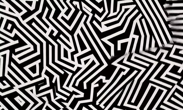 Intricate Black and White Maze Pattern.