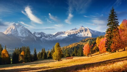 Fototapeta premium beautiful seasonal nature mountain landscape illustration