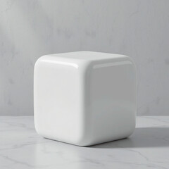 Sleek Minimalist White Cube – Glossy Ceramic 3D Mockup