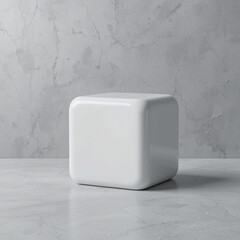 Sleek Minimalist White Cube – Glossy Ceramic 3D Mockup