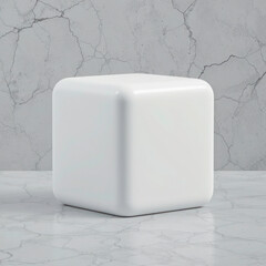 Sleek Minimalist White Cube – Glossy Ceramic 3D Mockup