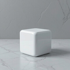 Sleek Minimalist White Cube – Glossy Ceramic 3D Mockup