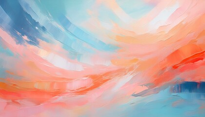 soft and subtle watercolor oil painting background with pastel tones of peach soft coral and sky blue blending softly for a serene abstract look
