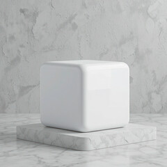 Sleek Minimalist White Cube – Glossy Ceramic 3D Mockup