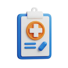 Fototapeta premium 3d rendered medical clipboard icon with cross and pill symbolizing healthcare and medicine