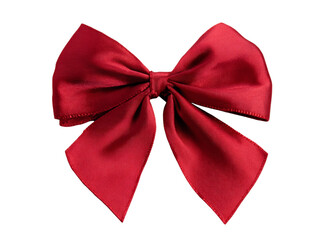 Elegant red satin ribbon bow isolated on black background, Isolated On Transparent Background