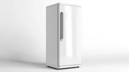 Modern household refrigerator with sleek door design, spacious interior shelving, energy efficient cooling system, suitable for kitchens and retail displays on white background 