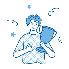 Man holding winner's cup