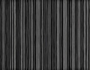seamless hand drawn vertical pinstripe pattern with fine wonky white stripes on a black background offering a classic yet quirky motif with a linocut print texture for trendy designs