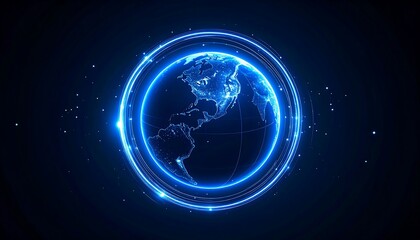 Obraz premium Global Network with Blue Planet.