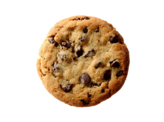 Delicious chocolate chip cookie isolated on black background, Isolated On Transparent Background