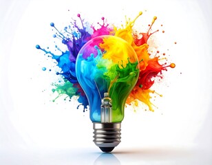 Colorful lightbulb with vibrant splashes