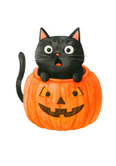 Cute Halloween Cat Illustration, Spooky Kitten Clipart