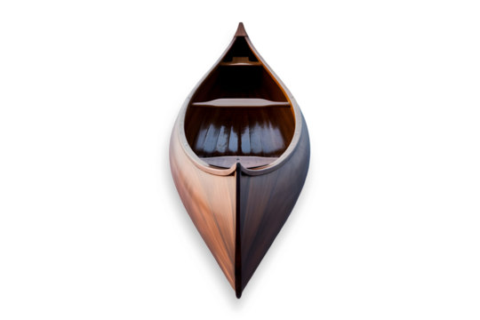 A wooden canoe isolated on transparent background.