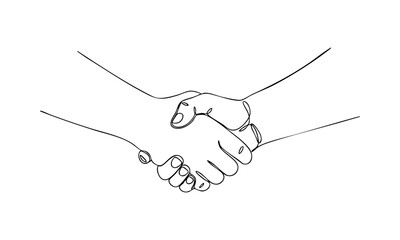 Close-up sketch of two hands clasped in a firm handshake symbolizing partnership and agreement