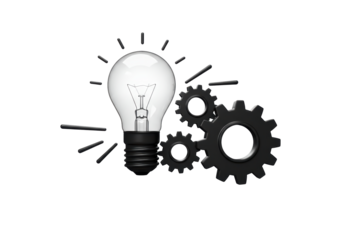 Isolated concept rendering of innovative thinking creativity and teamwork in technology