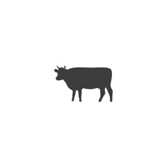 Cow monochrome icon logo flat vector design