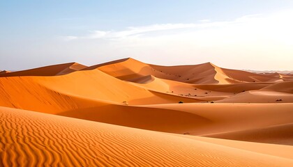 Sahara Desert Dunes Sunrise Landscape.