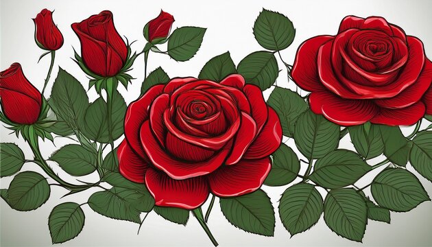 red roses isolated on white