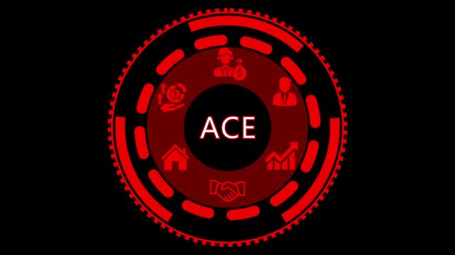 A E C Business Concept Animation Red Circle Icons Finance Investment Growth Real Estate Partnership Digital Marketing Strategy Corporate Presentation Abstract Background