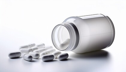 white pill bottle on white background