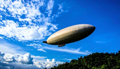 Obraz premium Airship soaring in a vibrant sky