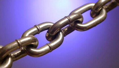Obraz premium Close-up of metal chain against a blurred purple background